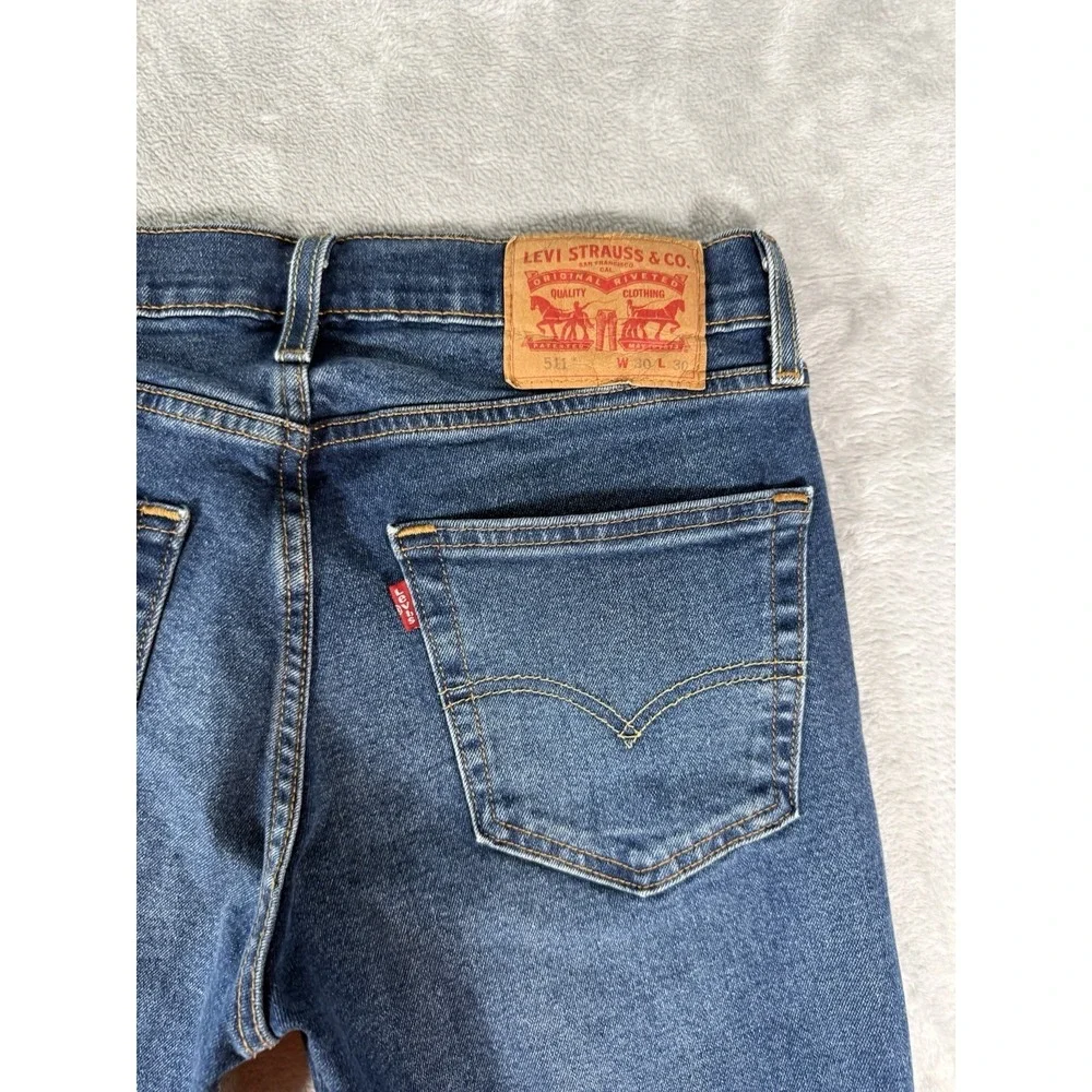 Levis 511 Jeans Mens 30x30 Blue Denim Slim All Seasons Tech